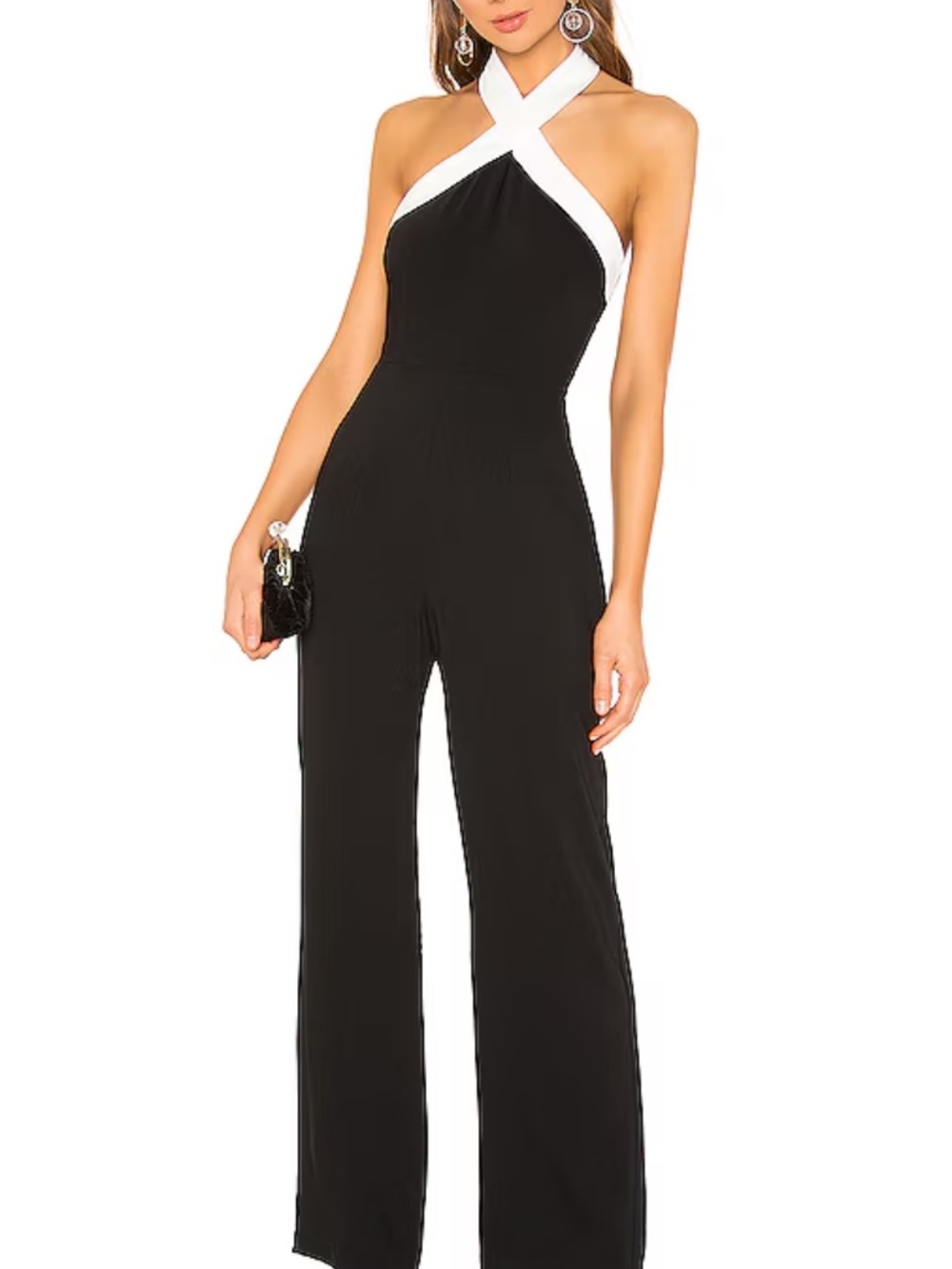 Laurien Cross Front Black and White  Jumpsuit